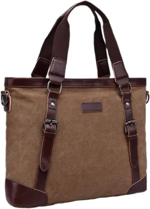 Water Resistant Laptop Briefcase Business Canvas Satchel Computer Bag For Travel Office Work