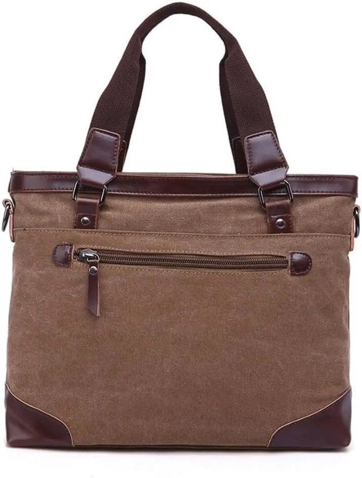 Water Resistant Laptop Briefcase Business Canvas Satchel Computer Bag For Travel Office Work
