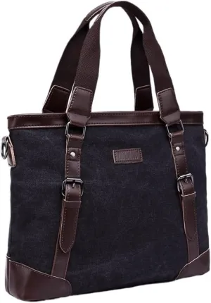 Water Resistant Laptop Briefcase Business Canvas Satchel Computer Bag For Travel Office Work