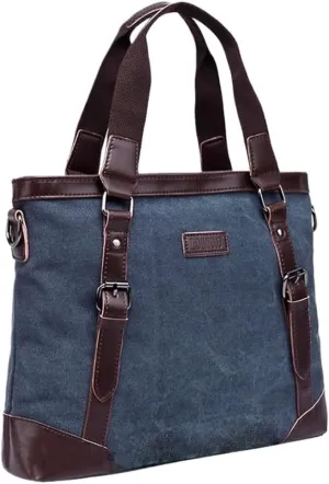 Water Resistant Laptop Briefcase Business Canvas Satchel Computer Bag For Travel Office Work
