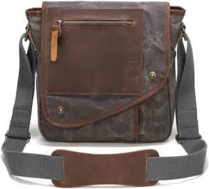 Water Resistant Men Crossbody Shoulder Messenger Bag Adjustable Wild Strap Vintage Canvas Briefcase