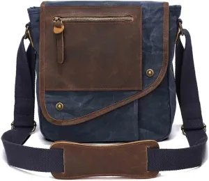 Water Resistant Men Crossbody Shoulder Messenger Bag Adjustable Wild Strap Vintage Canvas Briefcase