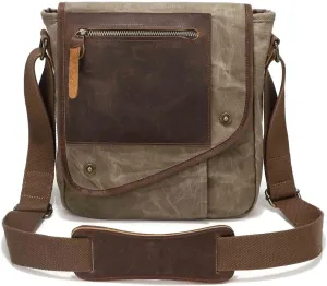 Water Resistant Men Crossbody Shoulder Messenger Bag Adjustable Wild Strap Vintage Canvas Briefcase