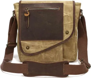 Water Resistant Men Crossbody Shoulder Messenger Bag Adjustable Wild Strap Vintage Canvas Briefcase