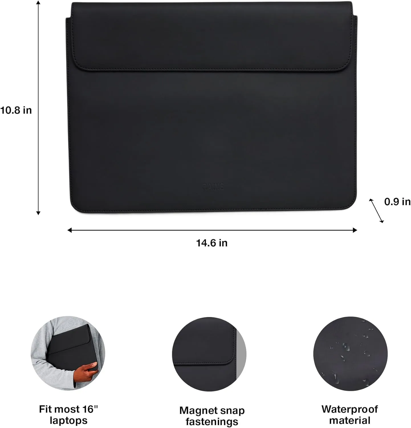 Waterproof 16'' Laptop Portfolio Sleeve  Protective Case with Soft-Lined Compartment, Magnetic Closure, Durable PU Fabric for 16-Inch Laptops