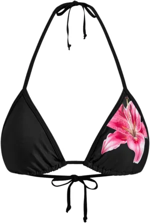 WDIRARA Women's Floral Triangle Bikini Top Sexy Halter String Micro Swimsuit Tops