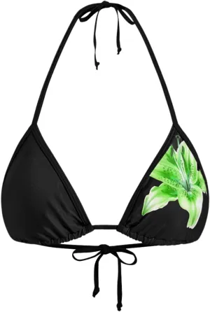 WDIRARA Women's Floral Triangle Bikini Top Sexy Halter String Micro Swimsuit Tops