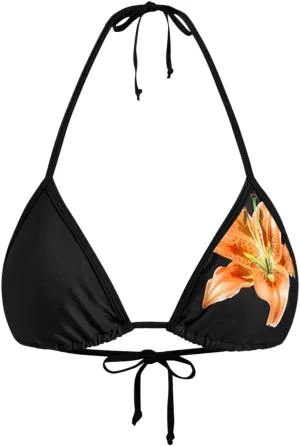 WDIRARA Women's Floral Triangle Bikini Top Sexy Halter String Micro Swimsuit Tops