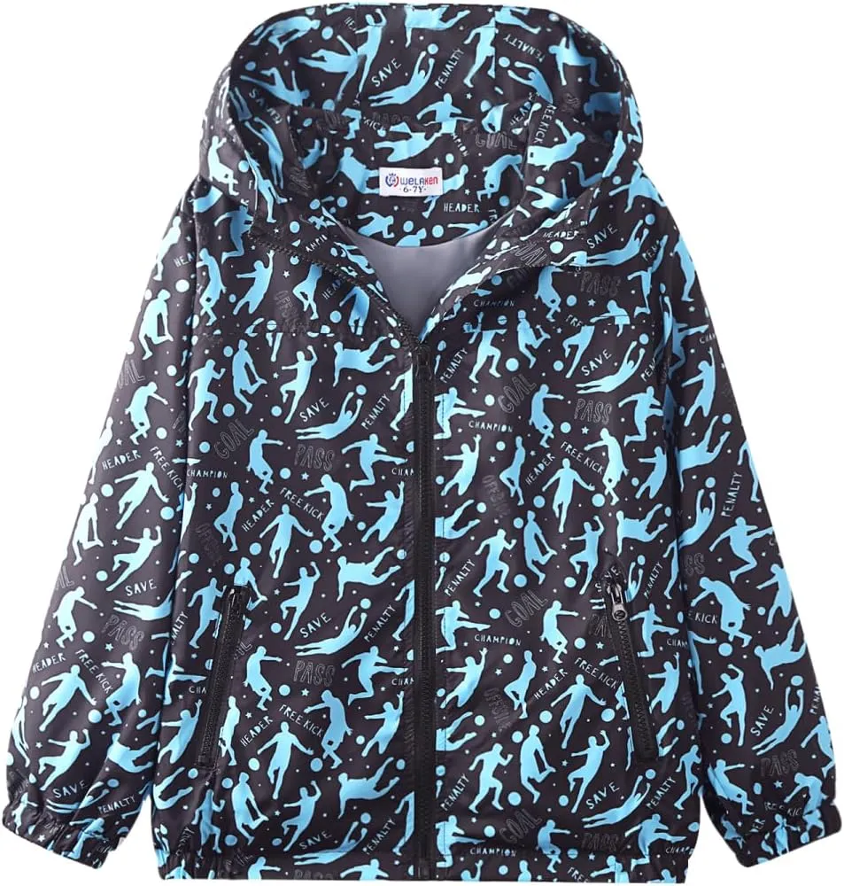 WELAKEN Lightweight Jacket for Boys Kids & Toddler II Girls' Print Water-resistant Jacket