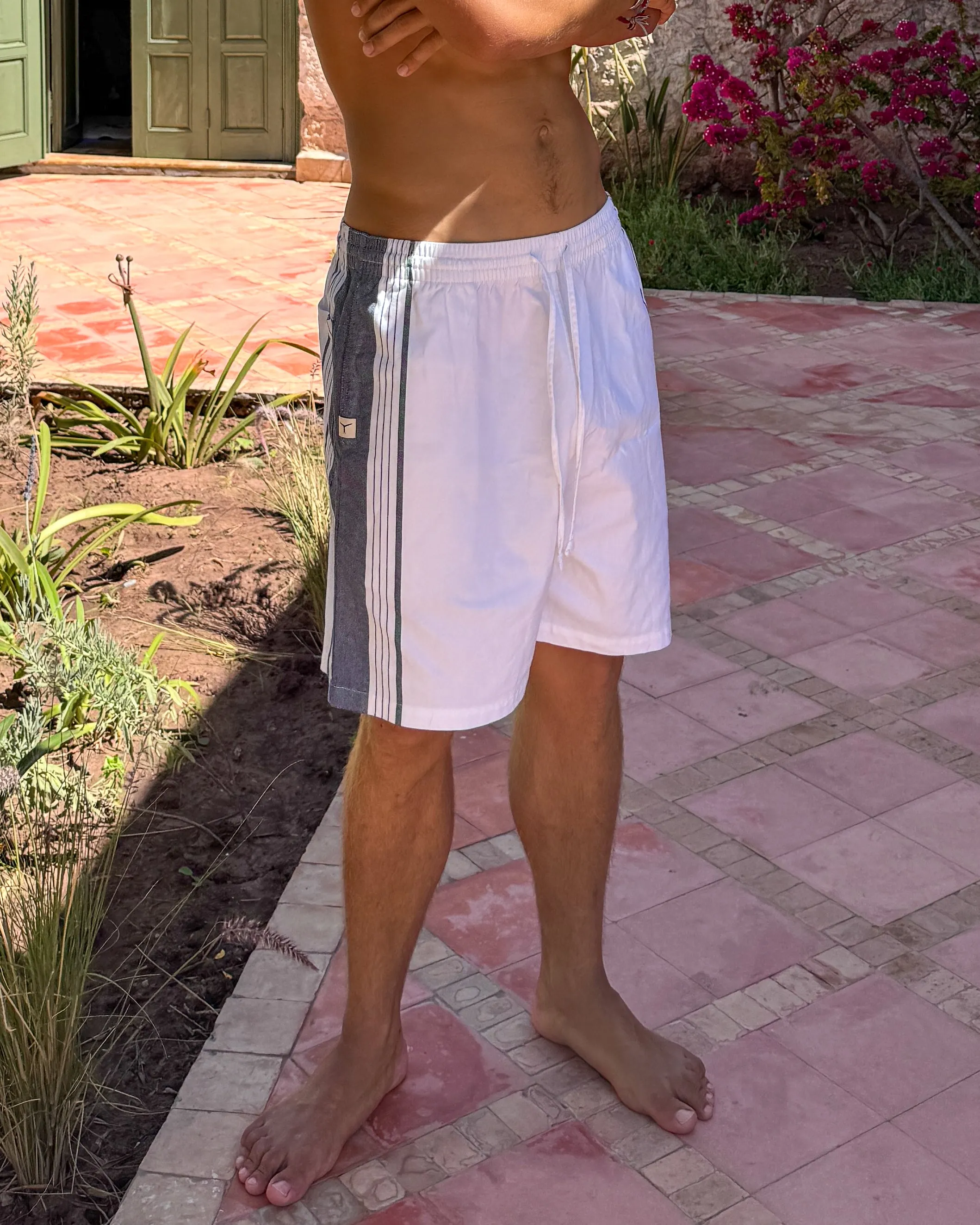 White & Navy Classic Shorts