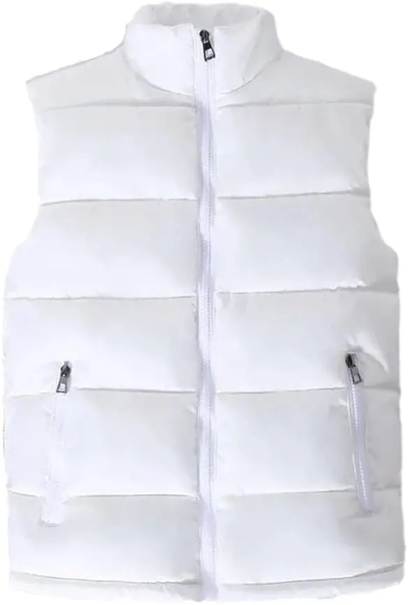 White Vest Jacket Men Slim Fit Stand Collar Sleeveless Puffer Jackets Spring Autumn Casual Waistcoat Warm Coat