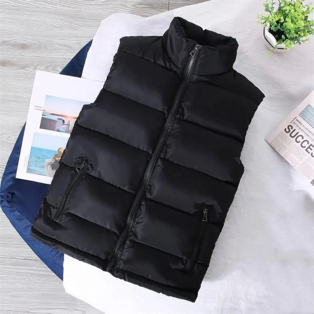 White Vest Jacket Men Slim Fit Stand Collar Sleeveless Puffer Jackets Spring Autumn Casual Waistcoat Warm Coat