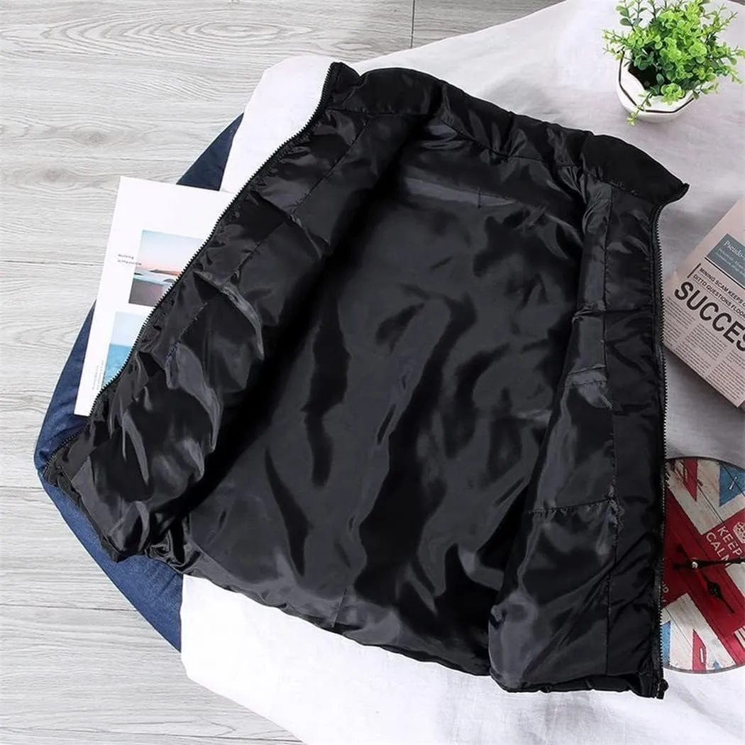 White Vest Jacket Men Slim Fit Stand Collar Sleeveless Puffer Jackets Spring Autumn Casual Waistcoat Warm Coat