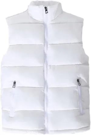 White Vest Jacket Men Slim Fit Stand Collar Sleeveless Puffer Jackets Spring Autumn Casual Waistcoat Warm Coat