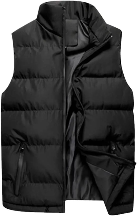 Winter Male Cotton-Padded Vest Coats Mens Jacket Sleeveless Vest Stand Collar Thicken Waistcoats