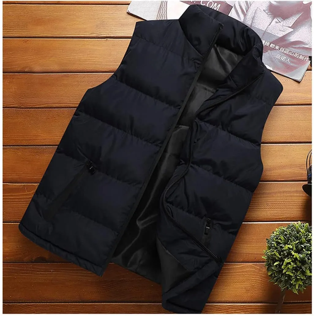 Winter Male Cotton-Padded Vest Coats Mens Jacket Sleeveless Vest Stand Collar Thicken Waistcoats