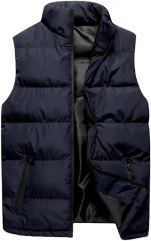 Winter Male Cotton-Padded Vest Coats Mens Jacket Sleeveless Vest Stand Collar Thicken Waistcoats