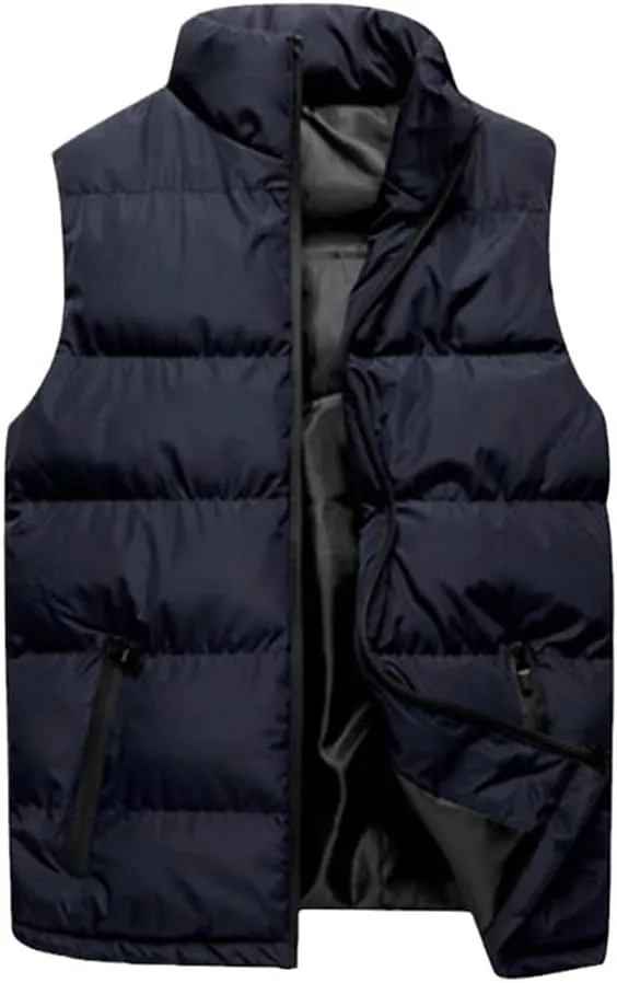 Winter Male Cotton-Padded Vest Coats Mens Jacket Sleeveless Vest Stand Collar Thicken Waistcoats