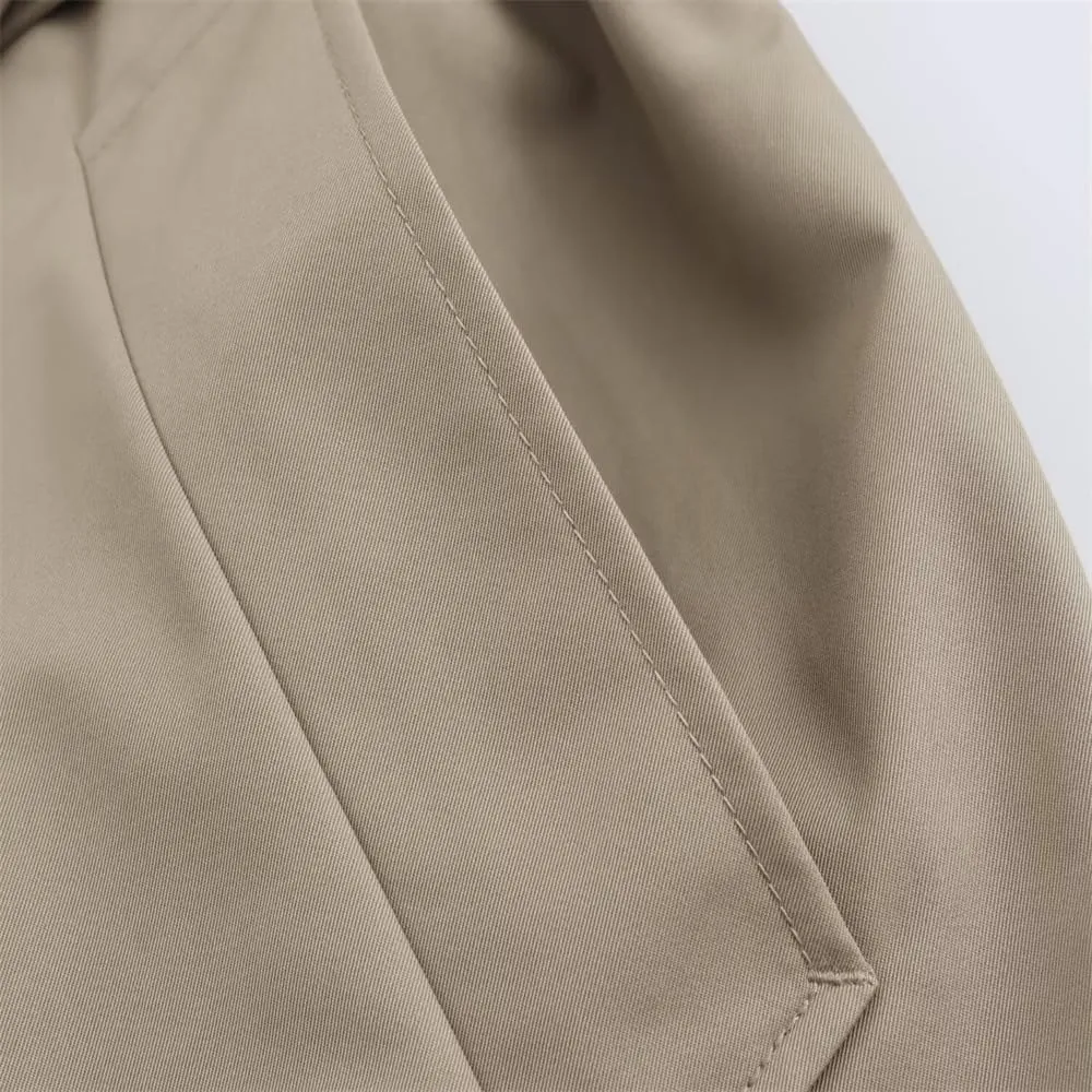 Winter Trench Coat Women Fall Solid Color Loose Casual Business Overcoat with Winter Outwear