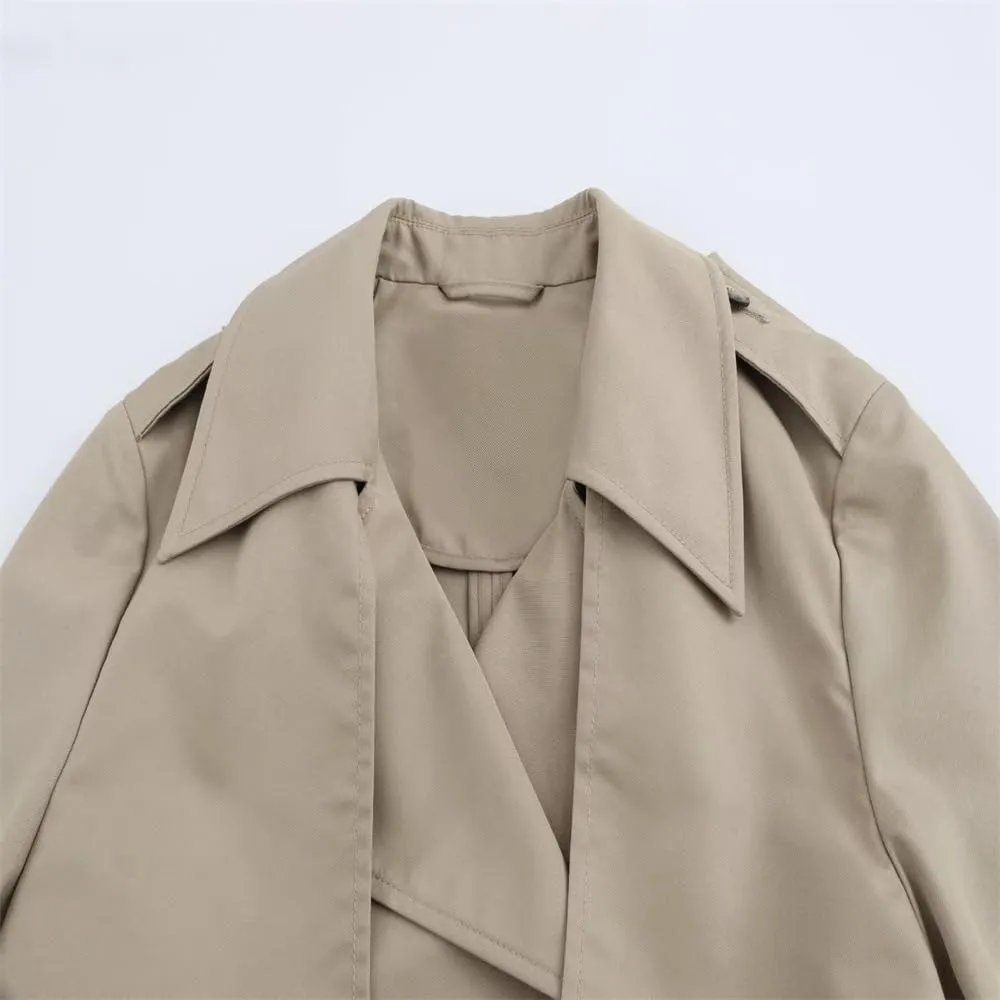 Winter Trench Coat Women Fall Solid Color Loose Casual Business Overcoat with Winter Outwear