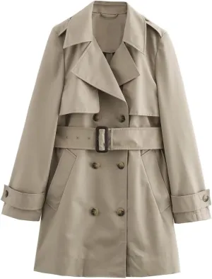 Winter Trench Coat Women Fall Solid Color Loose Casual Business Overcoat with Winter Outwear