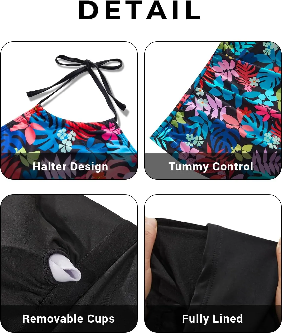 Women 2 Piece Tankini Set - High Neck Tummy Control Swimsuit with Shorts 2025 Halter Bathing Suit Swimwear