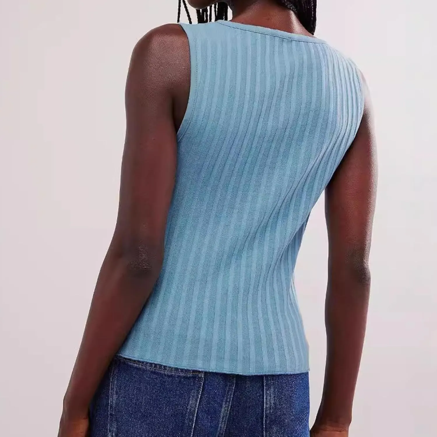 Women Button Down Knit Sweater Vest Crew Neck Sleeveless Solid Slim Fit Causal Going Out Tank Top Knitwear Fall