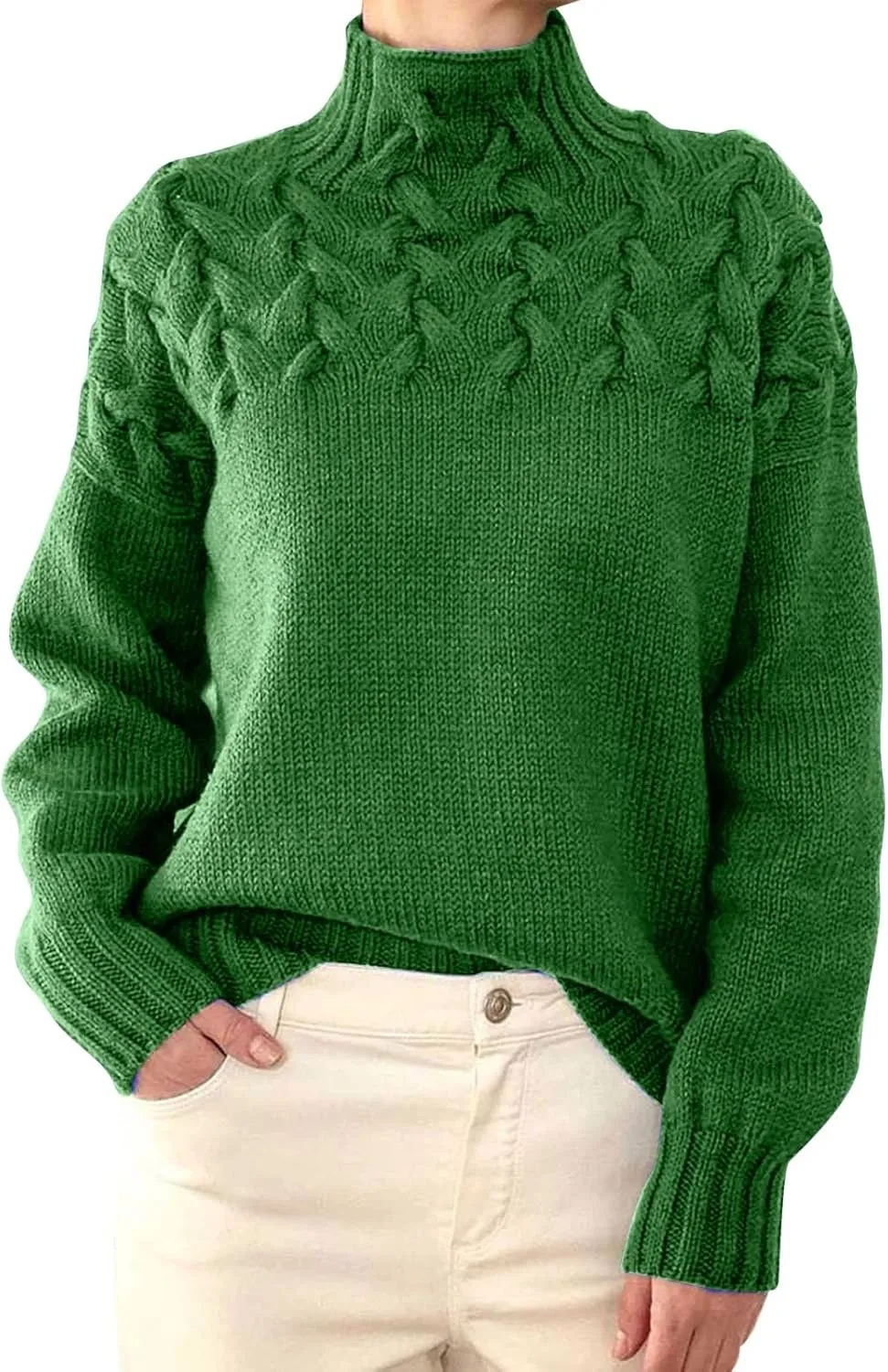 Women Fall Turtle Neck Sweater Solid Long Sleeve Pullover Sweater Winter Chunky Knit Jumper Tops Oversize Sweater