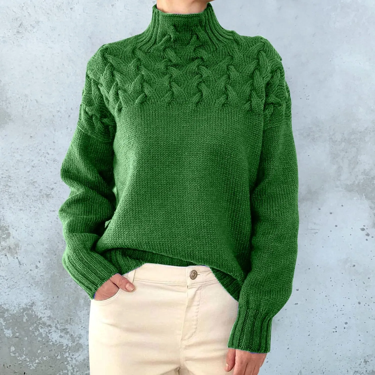 Women Fall Turtle Neck Sweater Solid Long Sleeve Pullover Sweater Winter Chunky Knit Jumper Tops Oversize Sweater