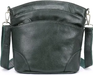 Women Genuine Leather Crossbody Bag Multiple Pockets Bucket Bag Fashion Purse Casual Handbag Shoulder Bag