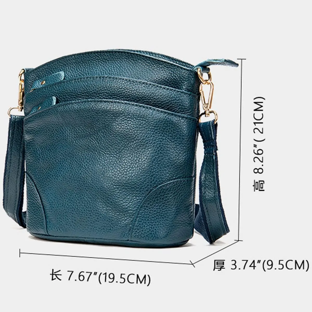 Women Genuine Leather Crossbody Bag Multiple Pockets Bucket Bag Fashion Purse Casual Handbag Shoulder Bag