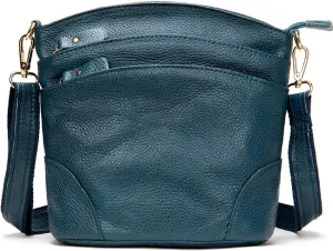 Women Genuine Leather Crossbody Bag Multiple Pockets Bucket Bag Fashion Purse Casual Handbag Shoulder Bag