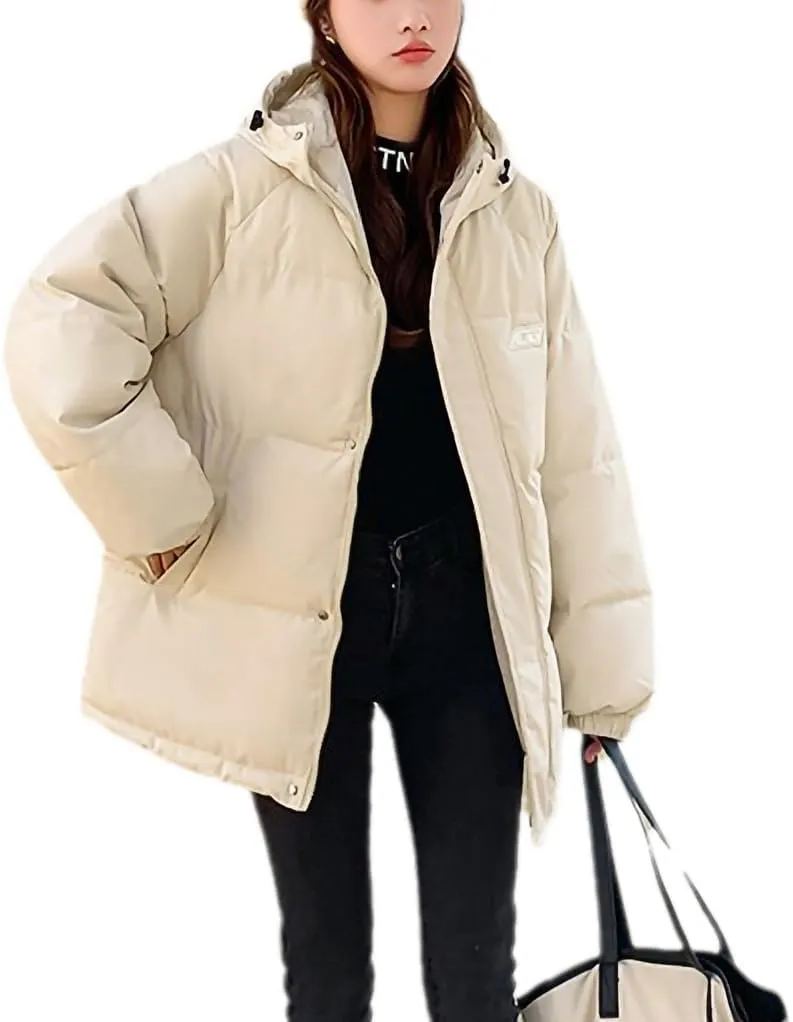 Women Hooded Oversize Loose Puffer Parka Down Cotton Padded Bubble Coat Female Short Overcoat Winter Jacket