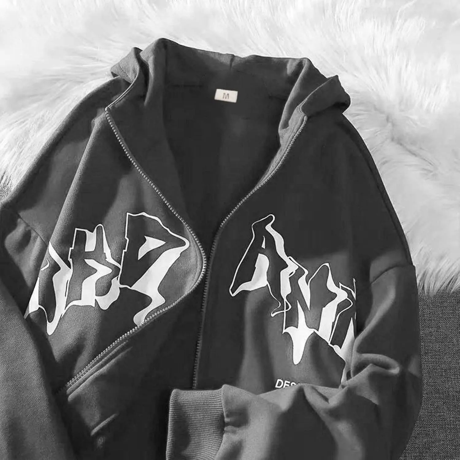Women Men Y2K Zip Up Oversized Hoodie Dragon Graphic Emo Grunge Alt Baggy Fleece Jacket 90s Punk Streetwear Tops