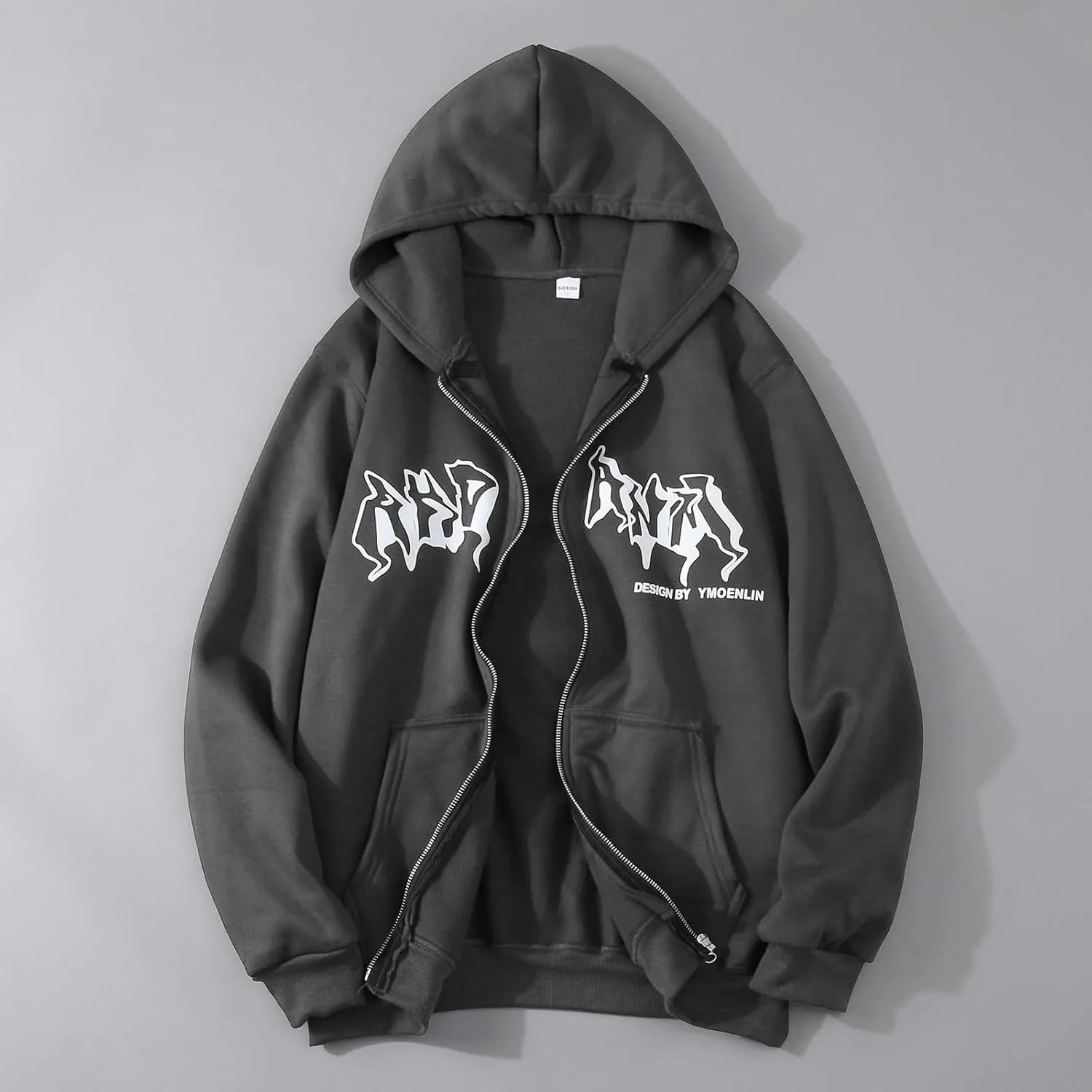 Women Men Y2K Zip Up Oversized Hoodie Dragon Graphic Emo Grunge Alt Baggy Fleece Jacket 90s Punk Streetwear Tops
