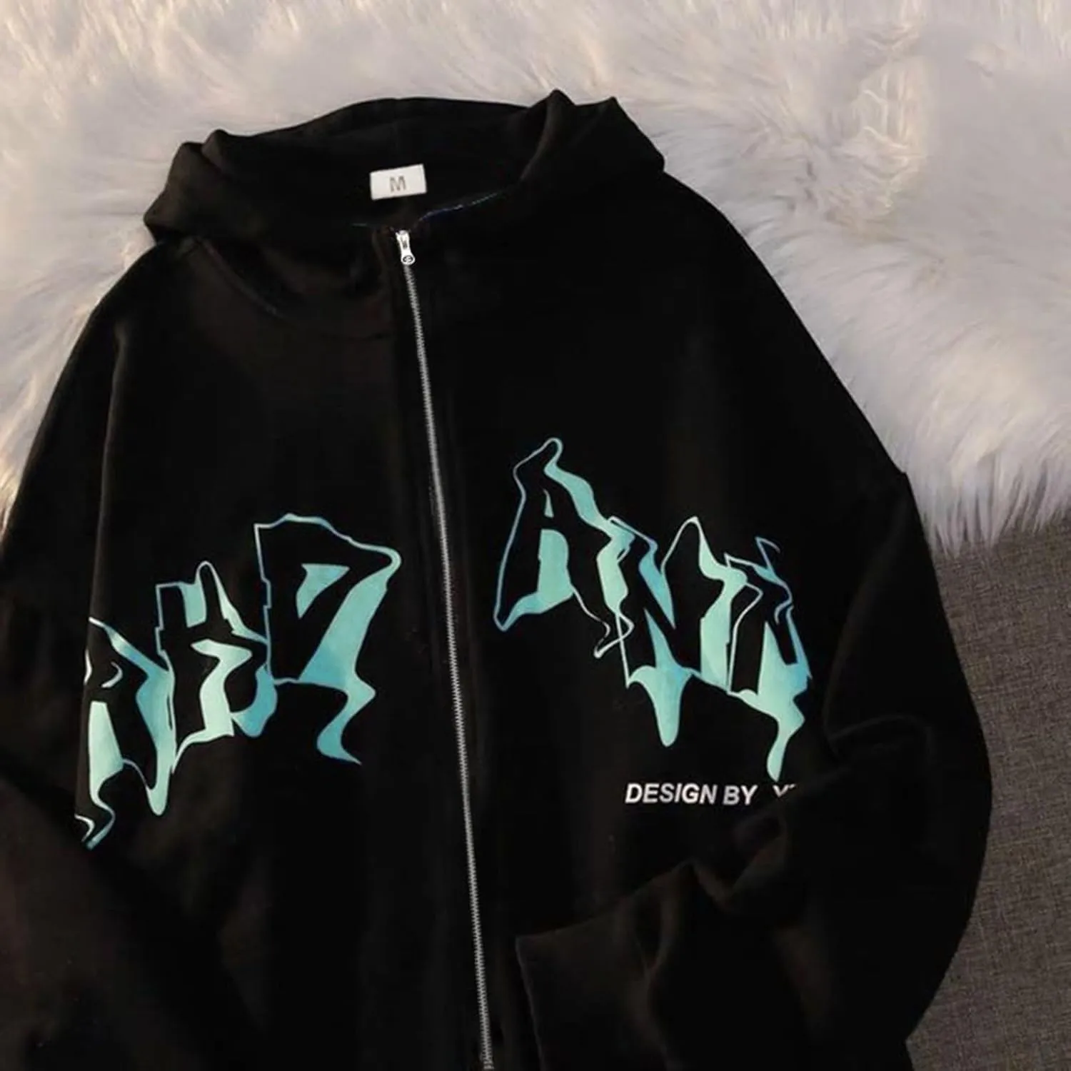 Women Men Y2K Zip Up Oversized Hoodie Dragon Graphic Emo Grunge Alt Baggy Fleece Jacket 90s Punk Streetwear Tops