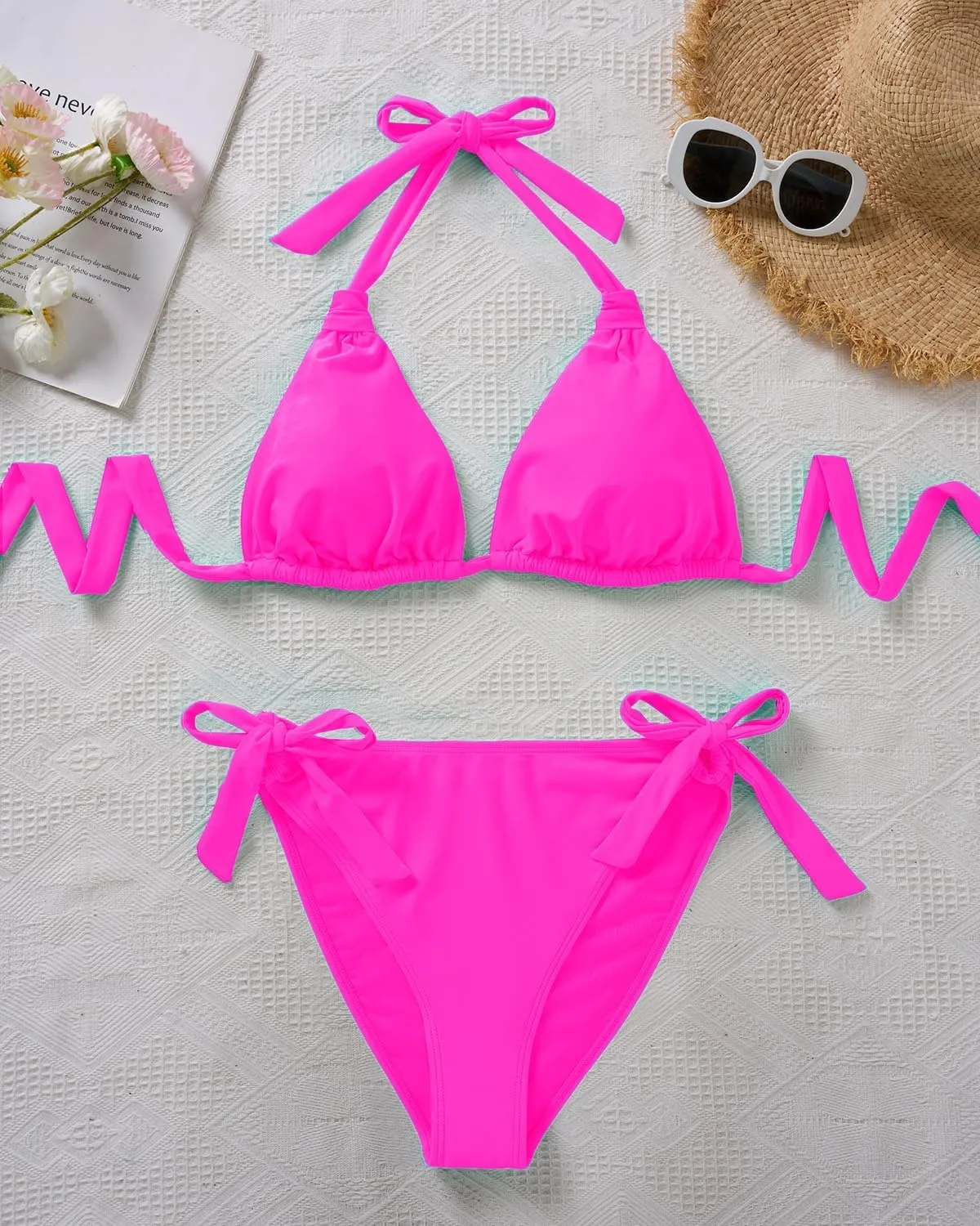 Women Plus Size Bikini Set - Two Piece Triangle Swimsuits Halter String Bathing Suit 2025 Tie Swimwear