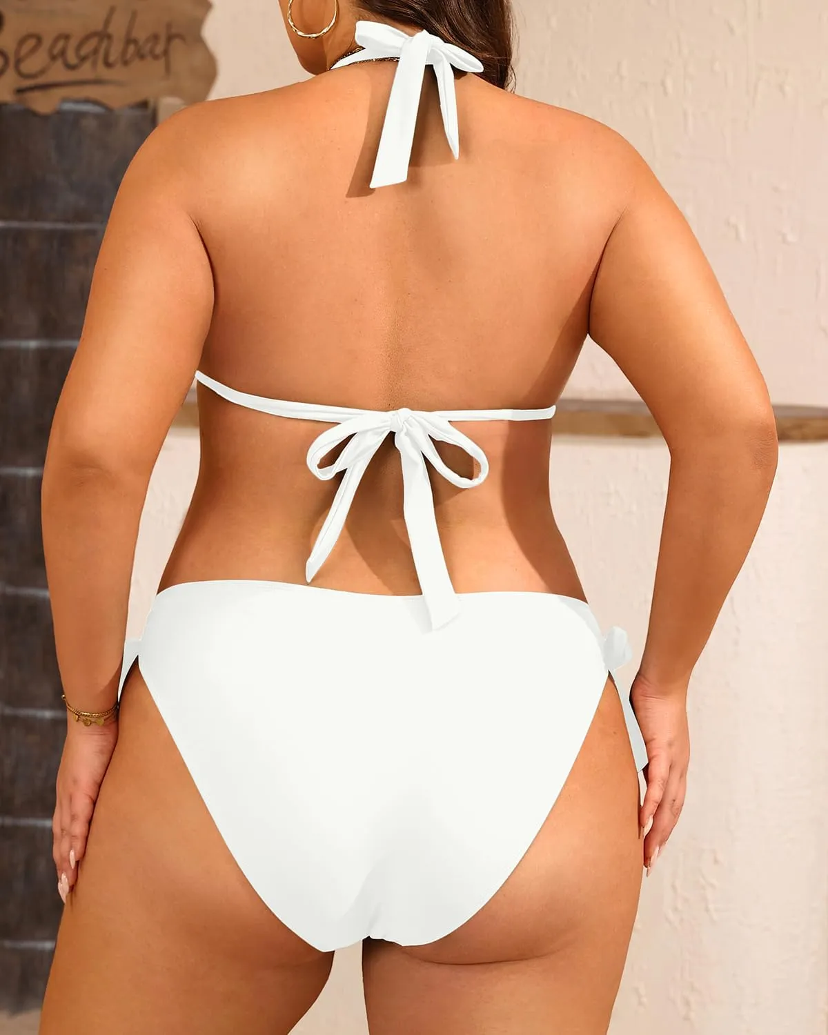 Women Plus Size Bikini Set - Two Piece Triangle Swimsuits Halter String Bathing Suit 2025 Tie Swimwear