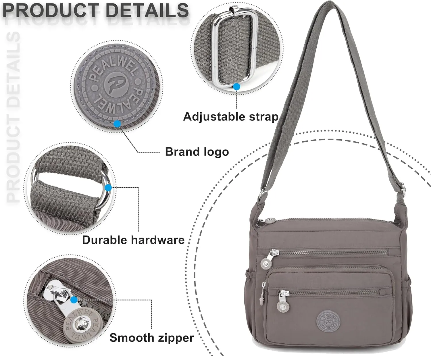 Women Shoulder Handbag Roomy Multiple Pockets Bag Ladies Crossbody Purse Tote Top Handle Satchel
