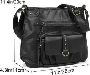 Women Shoulder Handbag SAXAM Multiple Pockets Bag Ladies Crossbody Purse Fashion PU Leather Tote Satchel