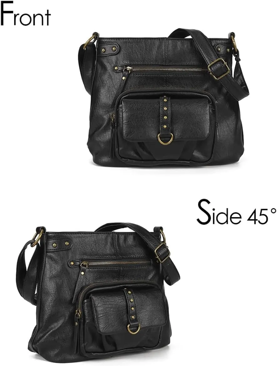 Women Shoulder Handbag SAXAM Multiple Pockets Bag Ladies Crossbody Purse Fashion PU Leather Tote Satchel