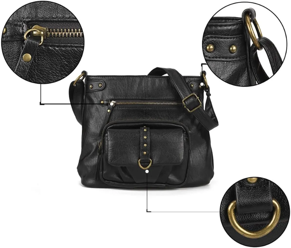 Women Shoulder Handbag SAXAM Multiple Pockets Bag Ladies Crossbody Purse Fashion PU Leather Tote Satchel