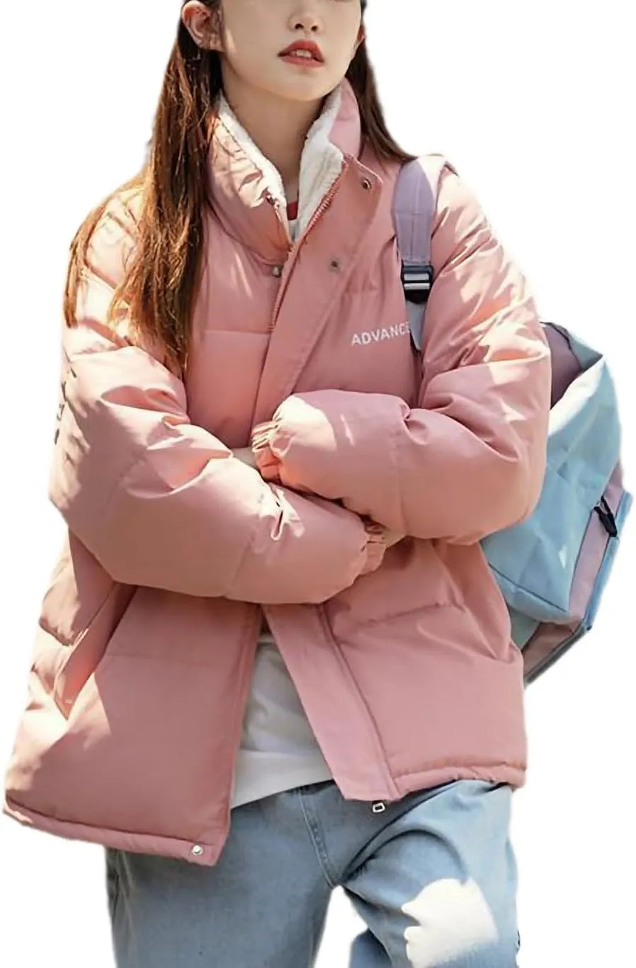 Women Stand Collar Long Sleeve Plus Size Short Coat Female Thick Cotton Padded Short Parkas Overtcoat Winter Jacket
