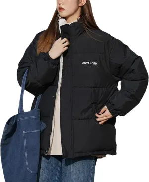 Women Stand Collar Long Sleeve Plus Size Short Coat Female Thick Cotton Padded Short Parkas Overtcoat Winter Jacket