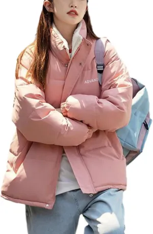 Women Stand Collar Long Sleeve Plus Size Short Coat Female Thick Cotton Padded Short Parkas Overtcoat Winter Jacket