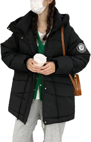 Women Thick Cotton Padded Quilted Jackets Coat Female Oversize Short Overcoat Hooded Puffer Parkas Winter Down Jacket