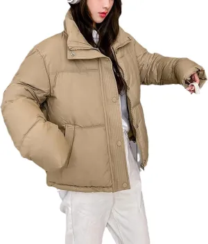 Women Thick Down Cotton Padded Coat Female Stand Collar Long Sleeve Loose Short Parkas Woman Autumn Winter Windbreak Jacket