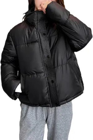Women Thick Down Cotton Padded Coat Female Stand Collar Long Sleeve Loose Short Parkas Woman Autumn Winter Windbreak Jacket