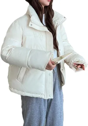 Women Thick Down Cotton Padded Coat Female Stand Collar Long Sleeve Loose Short Parkas Woman Autumn Winter Windbreak Jacket