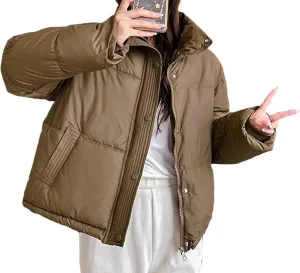 Women Thick Down Cotton Padded Coat Female Stand Collar Long Sleeve Loose Short Parkas Woman Autumn Winter Windbreak Jacket
